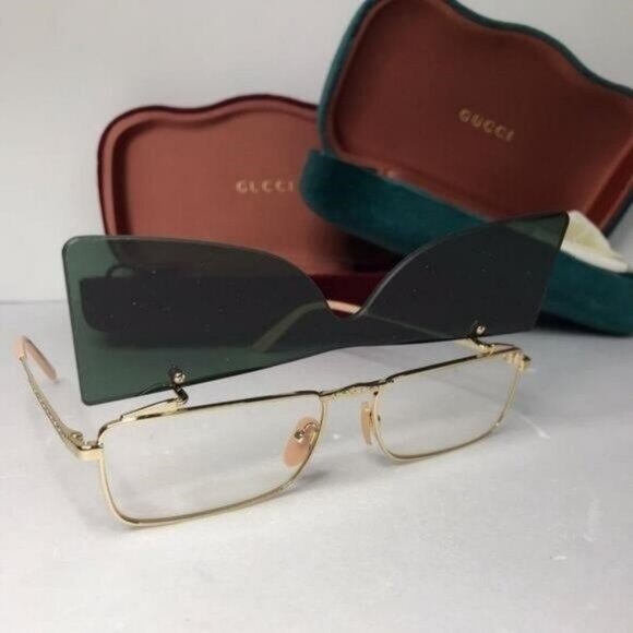 💯 Original GUCCI FLIPPING Rectangular Sunglasses / EYEGLASSES  GG0363S 001 - Picture 9 of 13